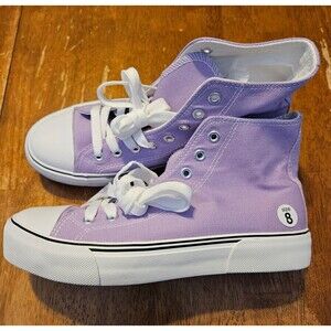 Size 8 Sneakers Purple and White New Hi Tops Converse